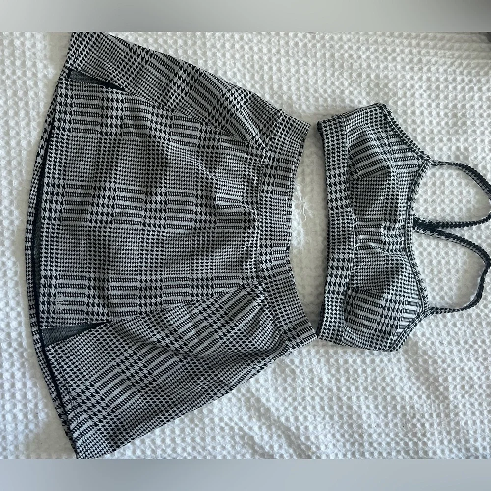 Alo B&W Plaid Two-Piece Tennis Set
